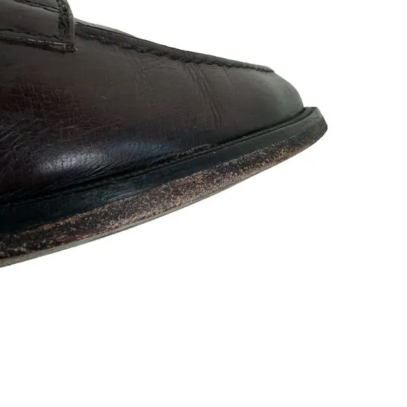 Johnston &amp; Murphy Brown Leather Lace Up Almond Toe Dress Shoes Made In Italy 10M