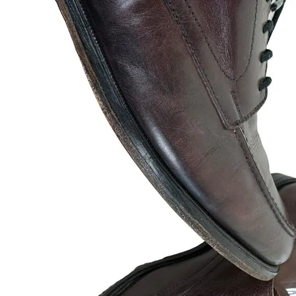 Johnston &amp; Murphy Brown Leather Lace Up Almond Toe Dress Shoes Made In Italy 10M