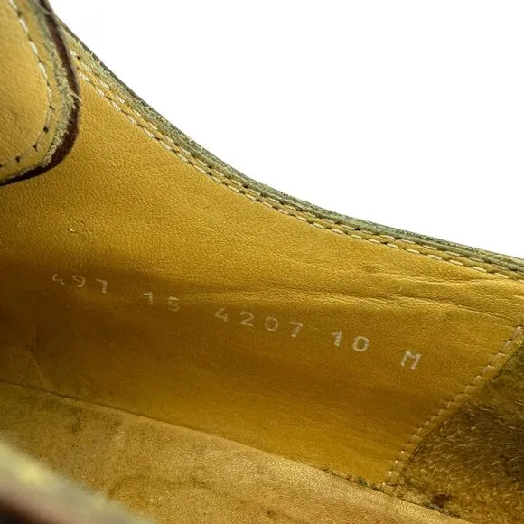 Johnston &amp; Murphy Brown Leather Lace Up Almond Toe Dress Shoes Made In Italy 10M