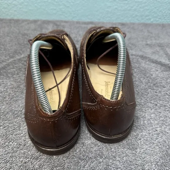 Johnston &amp; Murphy Dress Shoes Mens 8.5M Brown Woven Leather Lace Up Oxford