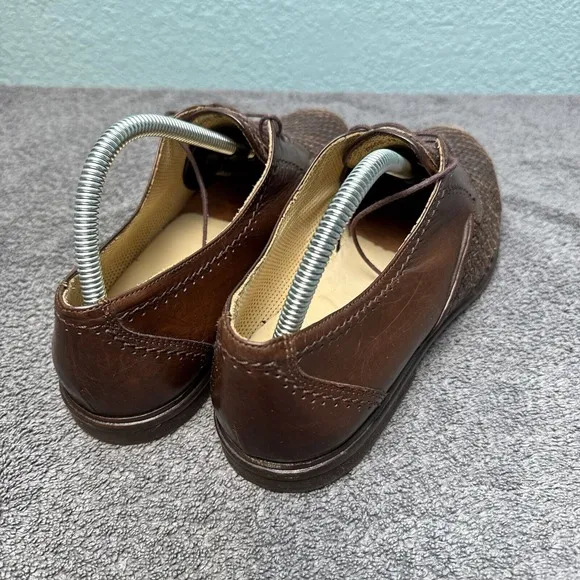 Johnston &amp; Murphy Dress Shoes Mens 8.5M Brown Woven Leather Lace Up Oxford