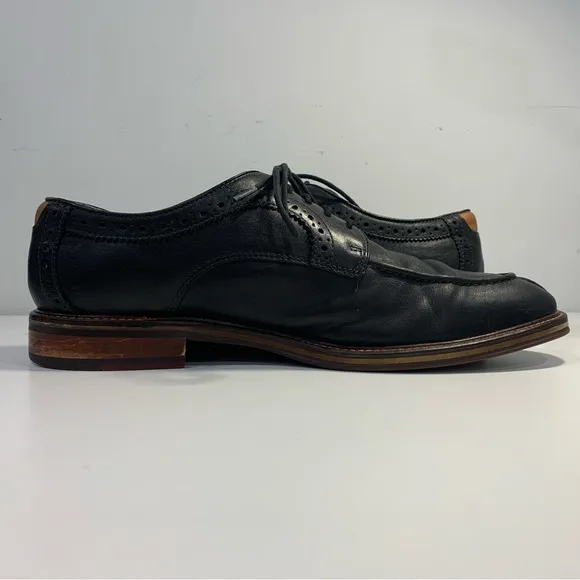 Johnston &amp; Murphy Men Size 10D Flex Black Sheepskin Moc Toe Lace Up Dress Shoes