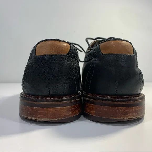 Johnston &amp; Murphy Men Size 10D Flex Black Sheepskin Moc Toe Lace Up Dress Shoes