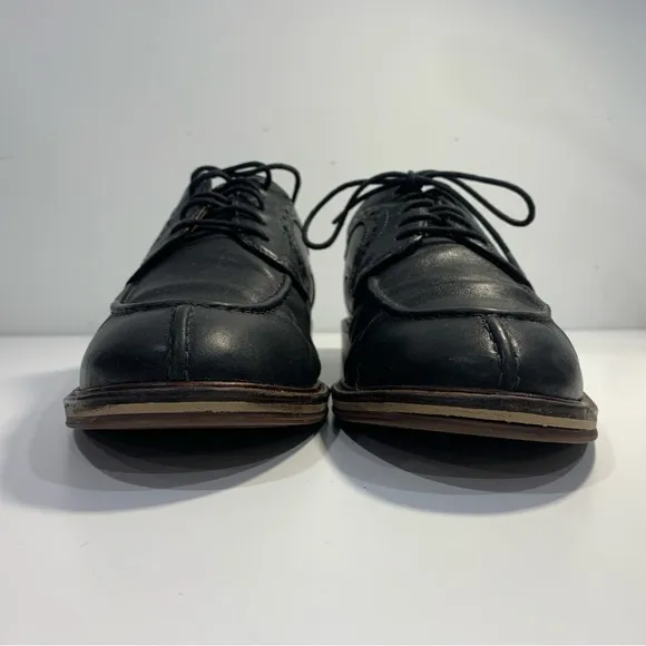 Johnston &amp; Murphy Men Size 10D Flex Black Sheepskin Moc Toe Lace Up Dress Shoes