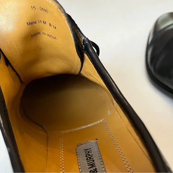 Johnston &amp; Murphy Men’s Black Leather Cap Toe Lace-Up Dress Shoe 11