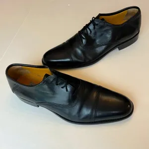 Johnston &amp; Murphy Men’s Black Leather Cap Toe Lace-Up Dress Shoe 11
