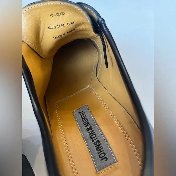 Johnston &amp; Murphy Men’s Black Leather Cap Toe Lace-Up Dress Shoe 11