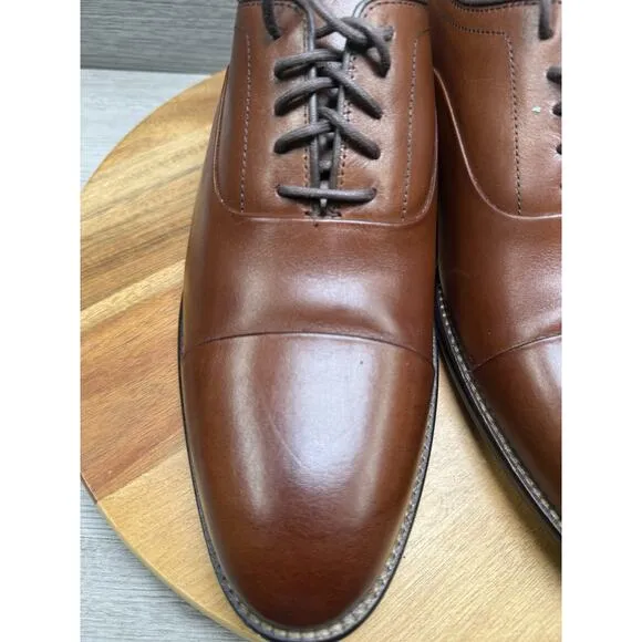 Johnston &amp; Murphy Men's Stockton Cap Toe Tan Brown Oxford Dress Shoes Size 9