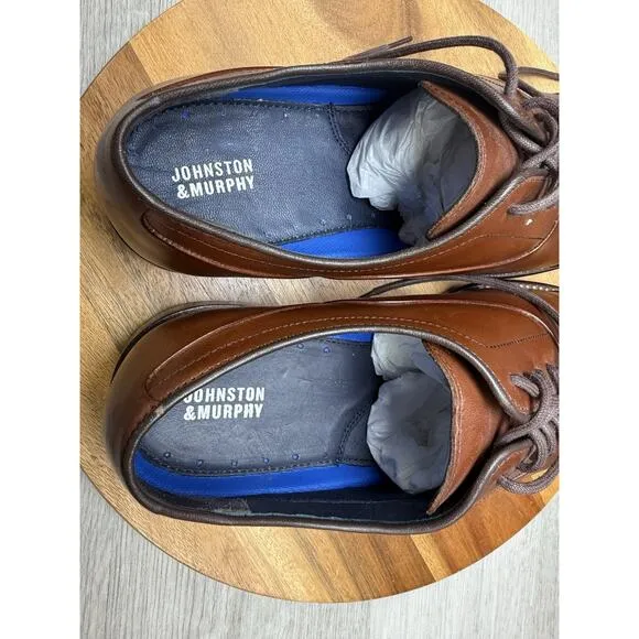 Johnston &amp; Murphy Men's Stockton Cap Toe Tan Brown Oxford Dress Shoes Size 9