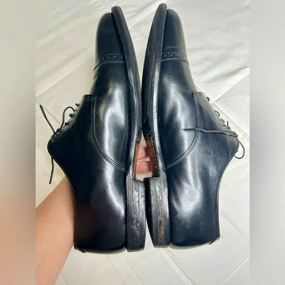 Johnston &amp; Murphy Optima Mens Black Leather Cap Toe Oxford Dress Shoes Size 12 D