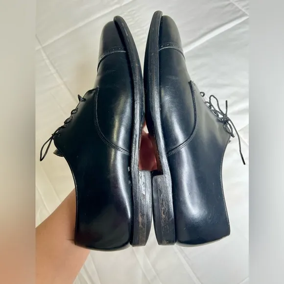 Johnston &amp; Murphy Optima Mens Black Leather Cap Toe Oxford Dress Shoes Size 12 D