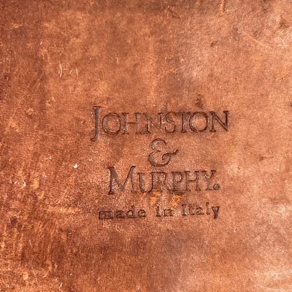 Johnston &amp; Murphy Oxford Dress Shoes Mens 10M Cellini Medallion Toe Brogue Italy