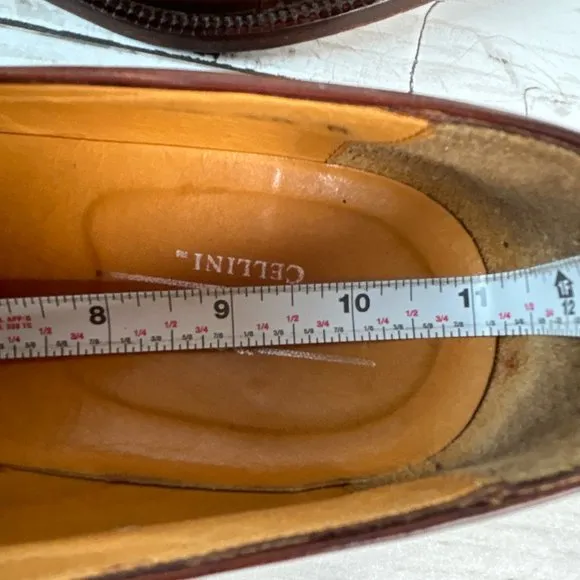 Johnston &amp; Murphy Oxford Dress Shoes Mens 10M Cellini Medallion Toe Brogue Italy