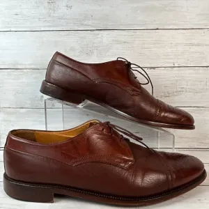 Johnston &amp; Murphy Oxford Dress Shoes Mens 10M Cellini Medallion Toe Brogue Italy