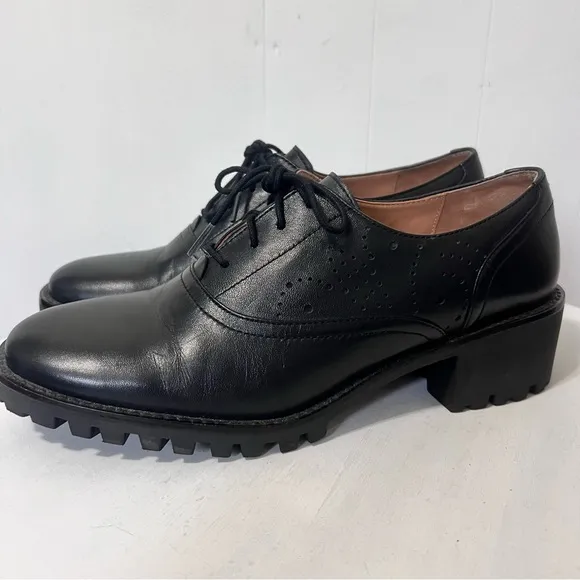 Johnston and Murphy Alice Brogue Oxford Stacked Heel Witchy Y2k Leather Shoes 9
