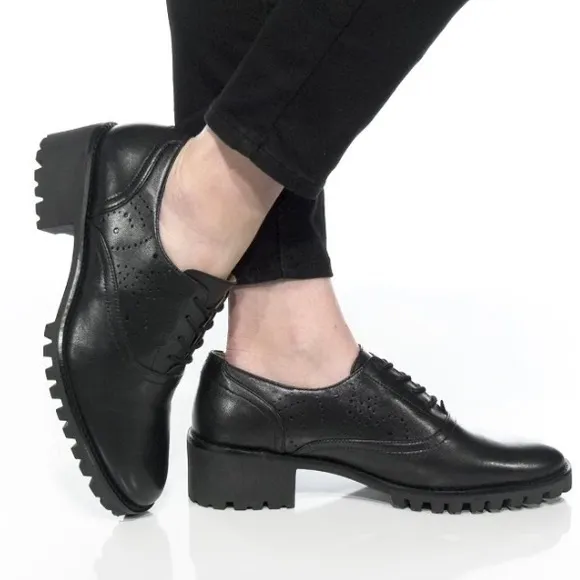 Johnston and Murphy Alice Brogue Oxford Stacked Heel Witchy Y2k Leather Shoes 9