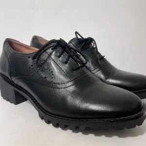 Johnston and Murphy Alice Brogue Oxford Stacked Heel Witchy Y2k Leather Shoes 9