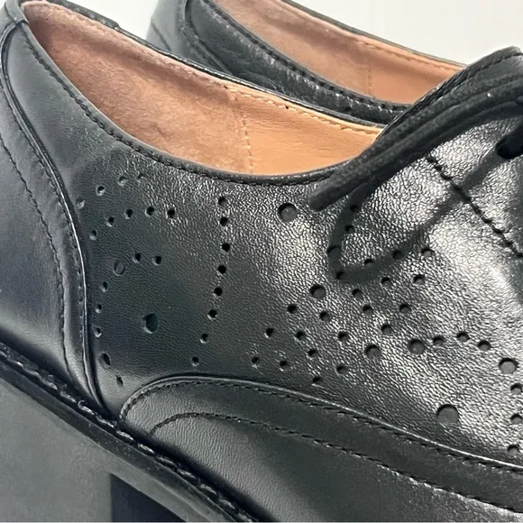 Johnston and Murphy Alice Brogue Oxford Stacked Heel Witchy Y2k Leather Shoes 9