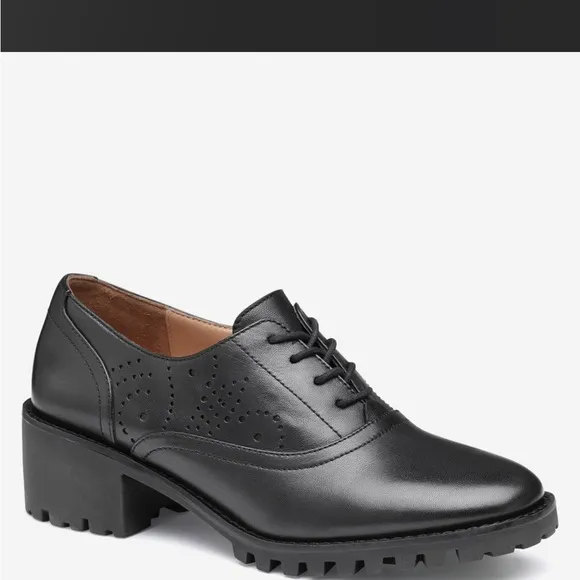 Johnston and Murphy Alice Brogue Oxford Stacked Heel Witchy Y2k Leather Shoes 9