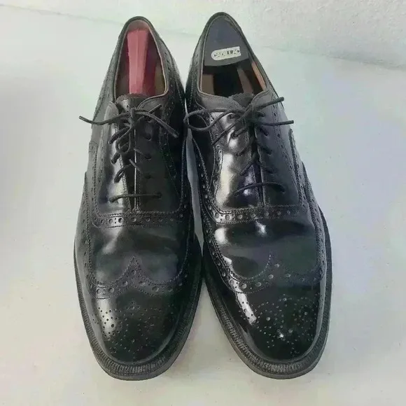 Johnston Murphy Optim Black Wingtip Brogue Oxford Dress Shoes Size US 10.5D USA
