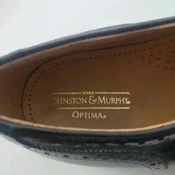 Johnston Murphy Optim Black Wingtip Brogue Oxford Dress Shoes Size US 10.5D USA
