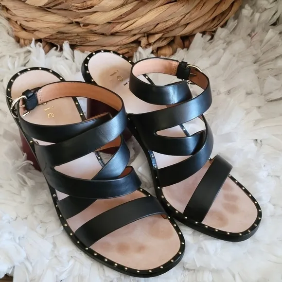 JOIE black Strappy Block Heel Sandals Summer Shoes