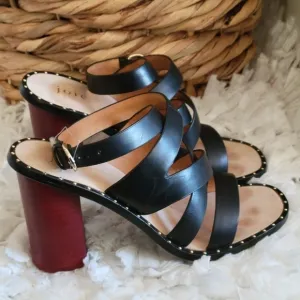 JOIE black Strappy Block Heel Sandals Summer Shoes