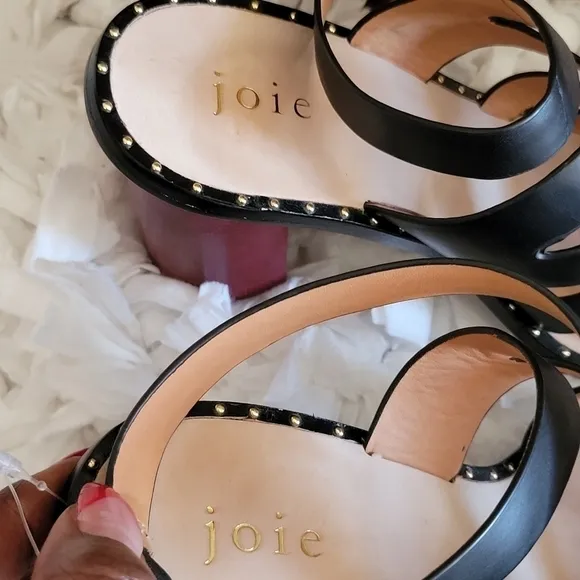 JOIE black Strappy Block Heel Sandals Summer Shoes