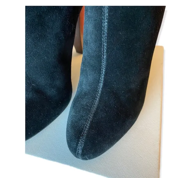 Joie Caviar Black Suede Tall knee length Heeled Boots With Stitching Slouchy