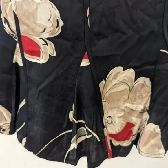 Jones New York Vintage 100% Silk Ribbed Pleated Floral Skirt Sz 10 NWT Deadstock