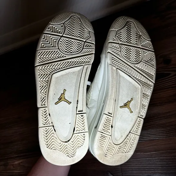 Jordan 4 Retro Metallic Gold White Sneakers Tennis Shoes Women's 10 Jordan Air