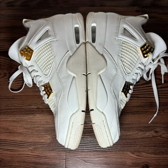 Jordan 4 Retro Metallic Gold White Sneakers Tennis Shoes Women's 10 Jordan Air