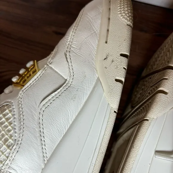 Jordan 4 Retro Metallic Gold White Sneakers Tennis Shoes Women's 10 Jordan Air