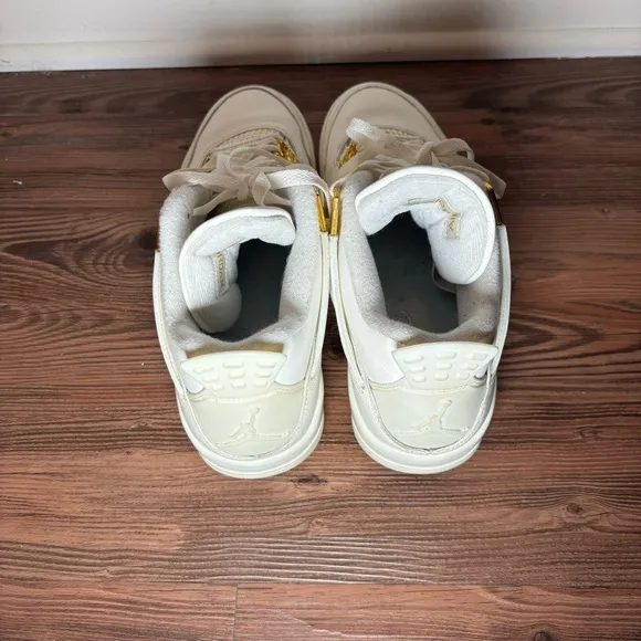 Jordan 4 Retro Metallic Gold White Sneakers Tennis Shoes Women's 10 Jordan Air