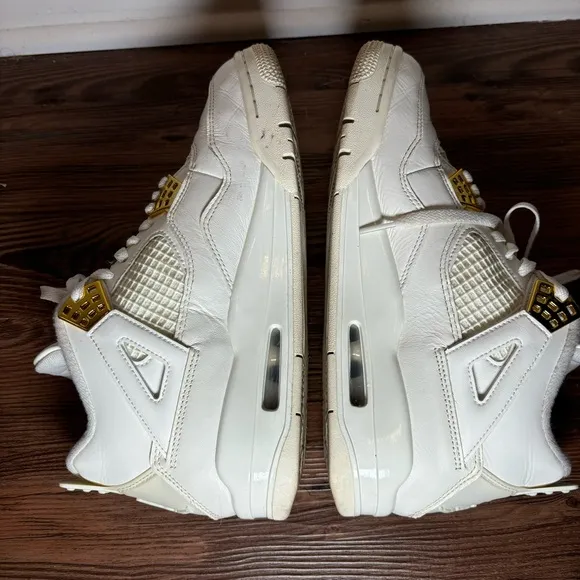 Jordan 4 Retro Metallic Gold White Sneakers Tennis Shoes Women's 10 Jordan Air