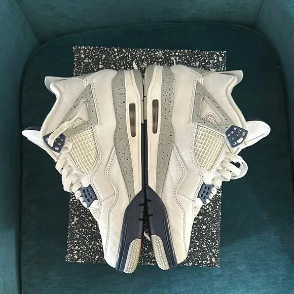 Jordan 4 Retro White and Midnight Navy Men's Shoes