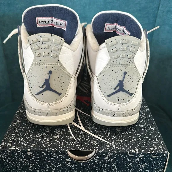 Jordan 4 Retro White and Midnight Navy Men's Shoes