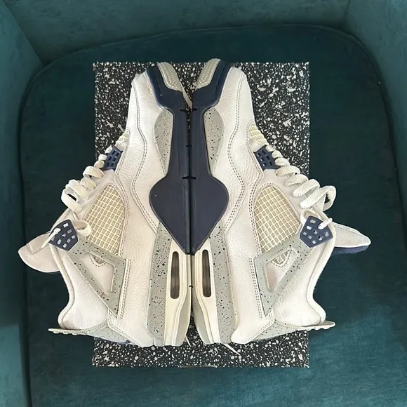 Jordan 4 Retro White and Midnight Navy Men's Shoes