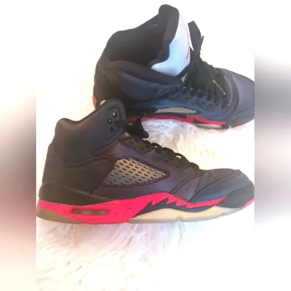 Jordan 5 Retro Satin Bred Black Red Basketball Sneakers Shoes 1990's Vtg