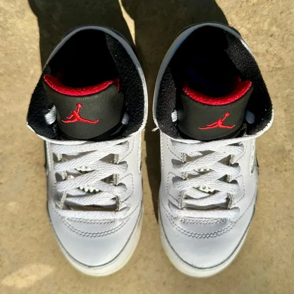 Jordan 5 Retro White Black Silver University Red - Toddler Size 9C (440890-104)