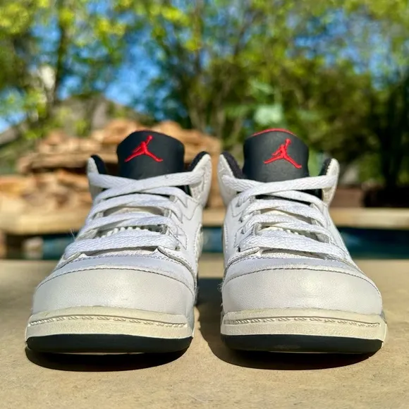 Jordan 5 Retro White Black Silver University Red - Toddler Size 9C (440890-104)