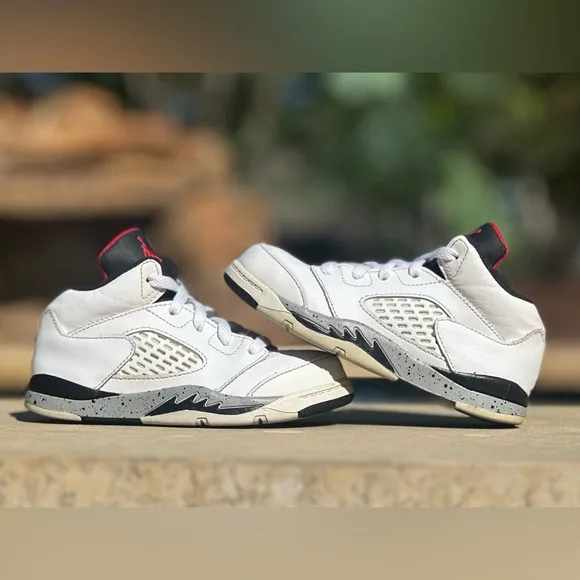 Jordan 5 Retro White Black Silver University Red - Toddler Size 9C (440890-104)