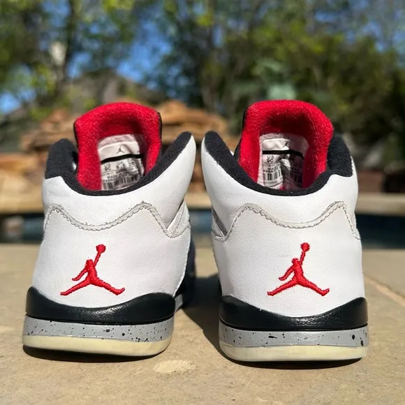Jordan 5 Retro White Black Silver University Red - Toddler Size 9C (440890-104)