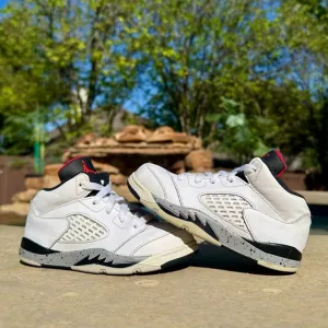 Jordan 5 Retro White Black Silver University Red - Toddler Size 9C (440890-104)
