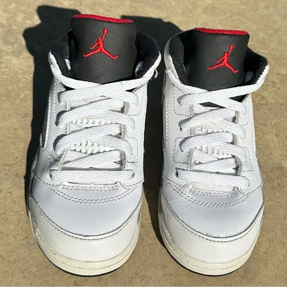 Jordan 5 Retro White Black Silver University Red - Toddler Size 9C (440890-104)
