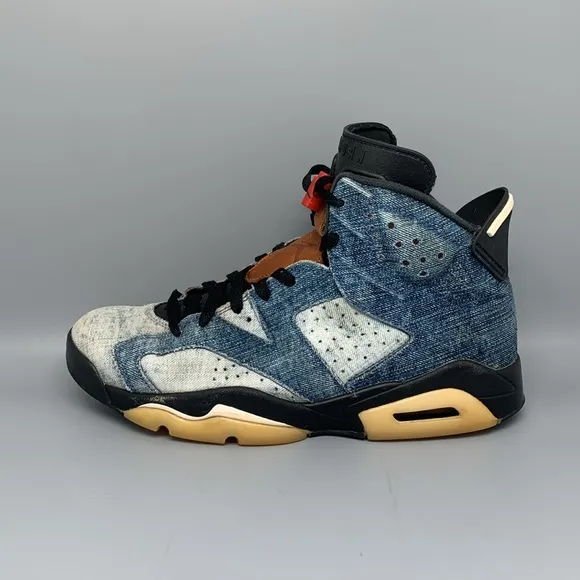 Jordan 6 Retro Washed Denim Basketball Shoes CT5350-401 Men's Sz 9.5