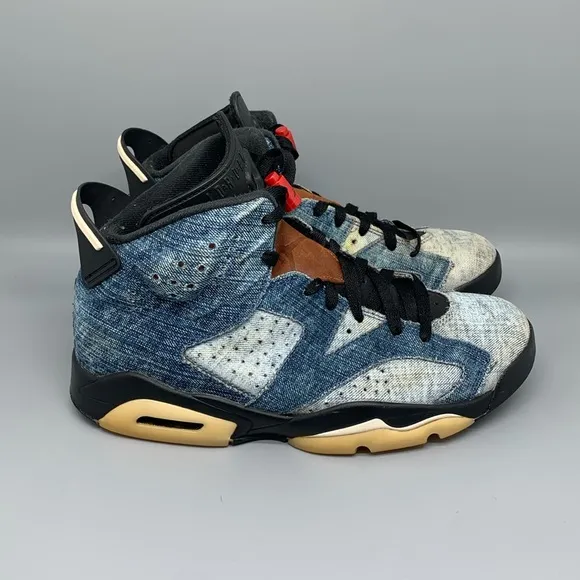 Jordan 6 Retro Washed Denim Basketball Shoes CT5350-401 Men's Sz 9.5