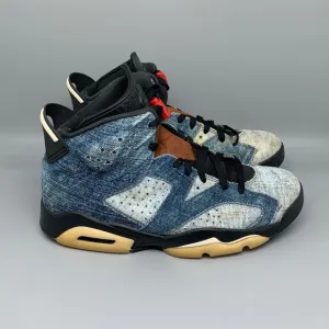 Jordan 6 Retro Washed Denim Basketball Shoes CT5350-401 Men's Sz 9.5