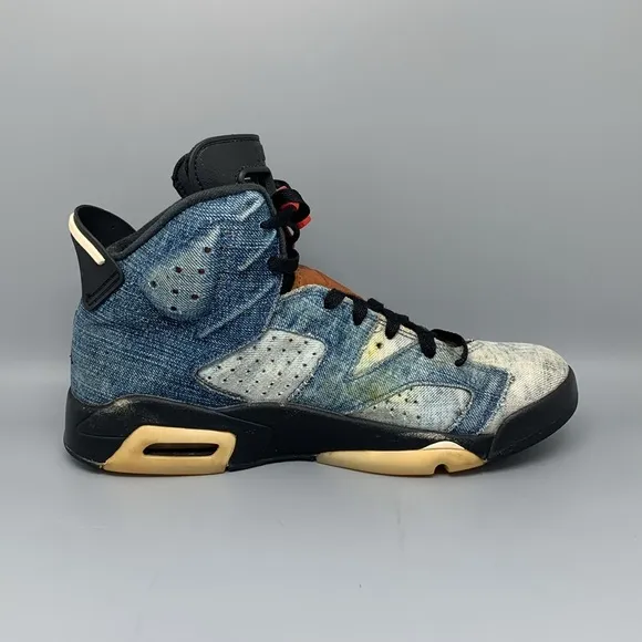 Jordan 6 Retro Washed Denim Basketball Shoes CT5350-401 Men's Sz 9.5