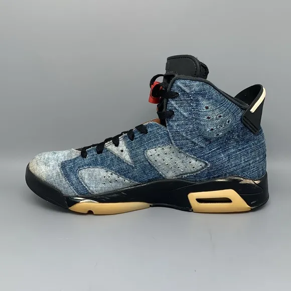 Jordan 6 Retro Washed Denim Basketball Shoes CT5350-401 Men's Sz 9.5